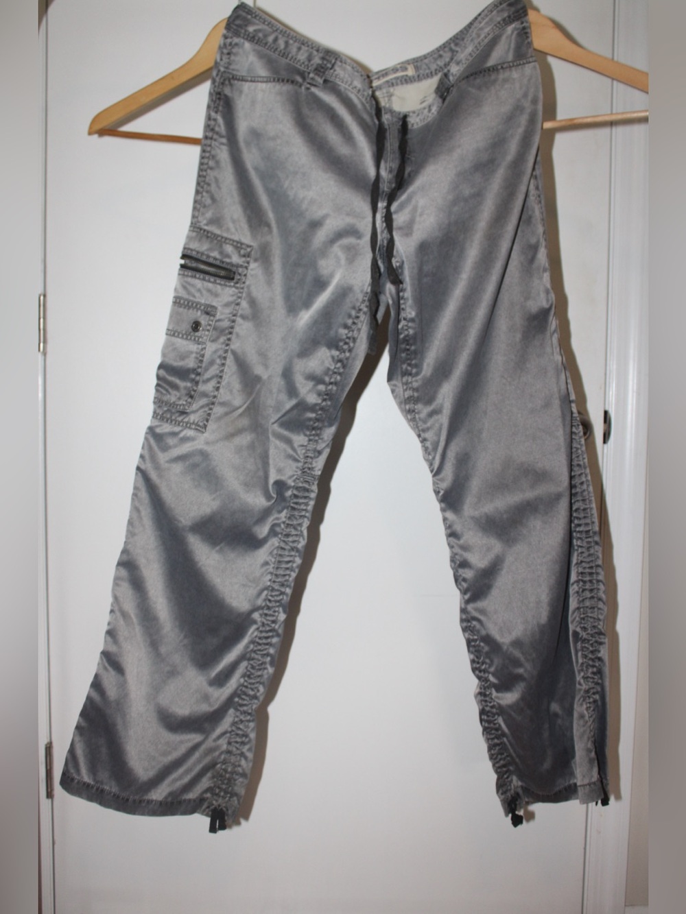 Vintage Thrifted y2k chrome-metallic cargo pants from EXPRESS